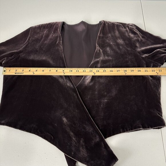 Chocolate Brown Cardigan Velvet Topper Size XL Satin Reversible - Picture 6 of 11
